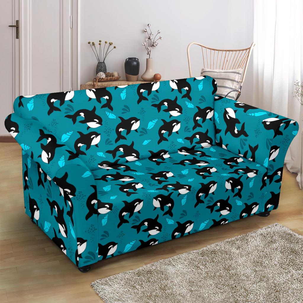 Whale Sea Design Themed Print Loveseat Slipcover-JTAMIGO.COM