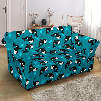 Whale Sea Design Themed Print Loveseat Slipcover-JTAMIGO.COM