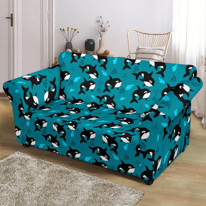 Whale Sea Design Themed Print Loveseat Slipcover-JTAMIGO.COM