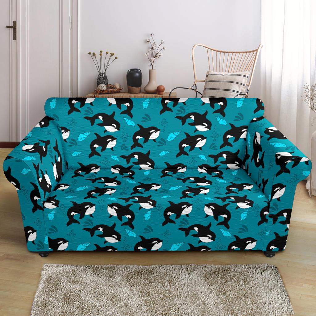 Whale Sea Design Themed Print Loveseat Slipcover-JTAMIGO.COM