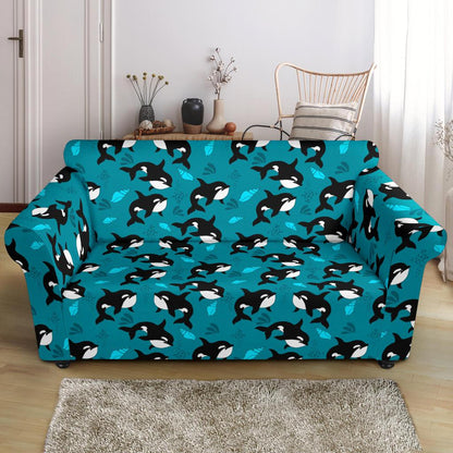 Whale Sea Design Themed Print Loveseat Slipcover-JTAMIGO.COM