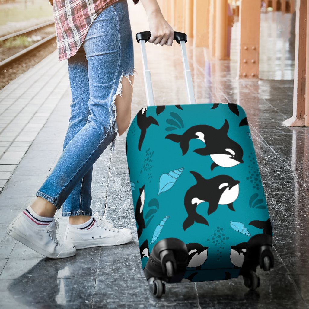 Whale Sea Design Themed Print Luggage Cover Protector