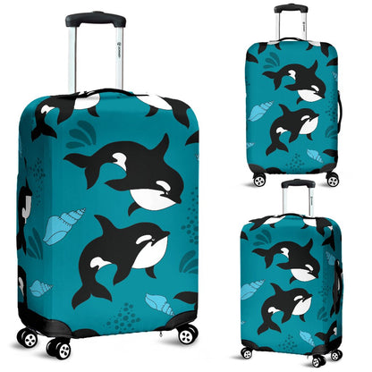 Whale Sea Design Themed Print Luggage Cover Protector