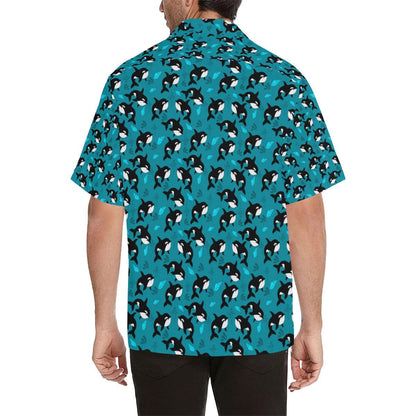 Whale Sea Design Themed Print Men Aloha Hawaiian Shirt