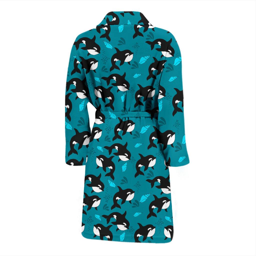 Whale Sea Design Themed Print Men Bath Robe-JTAMIGO.COM