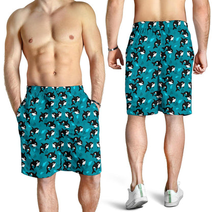 Whale Sea Design Themed Print Mens Shorts-JTAMIGO.COM