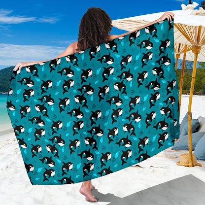 Whale Sea Design Themed Print Sarong Pareo Wrap