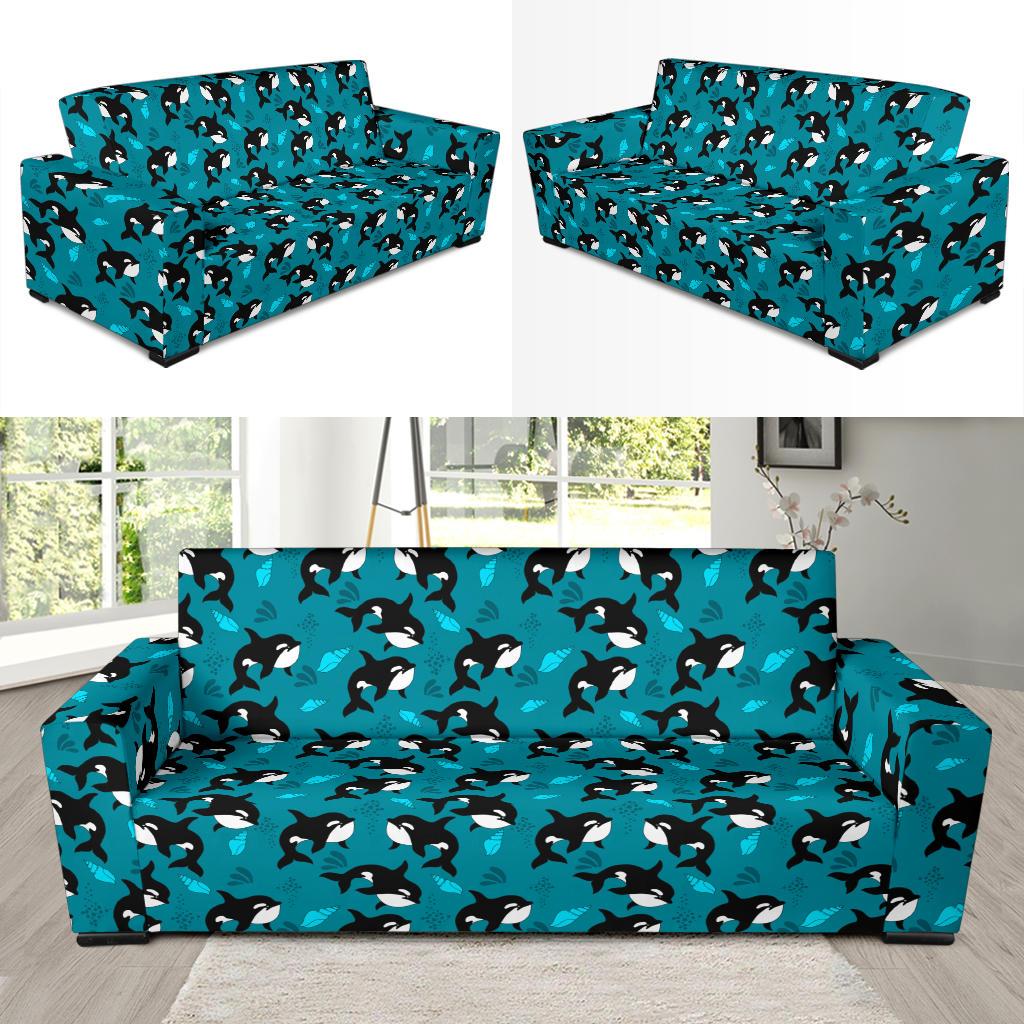 Whale Sea Design Themed Print Sofa Slipcover-JTAMIGO.COM