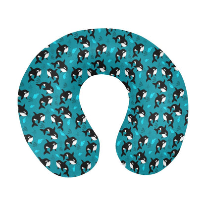 Whale Sea Design Themed Print U-Shaped Travel Neck Pillow-JTAMIGO.COM