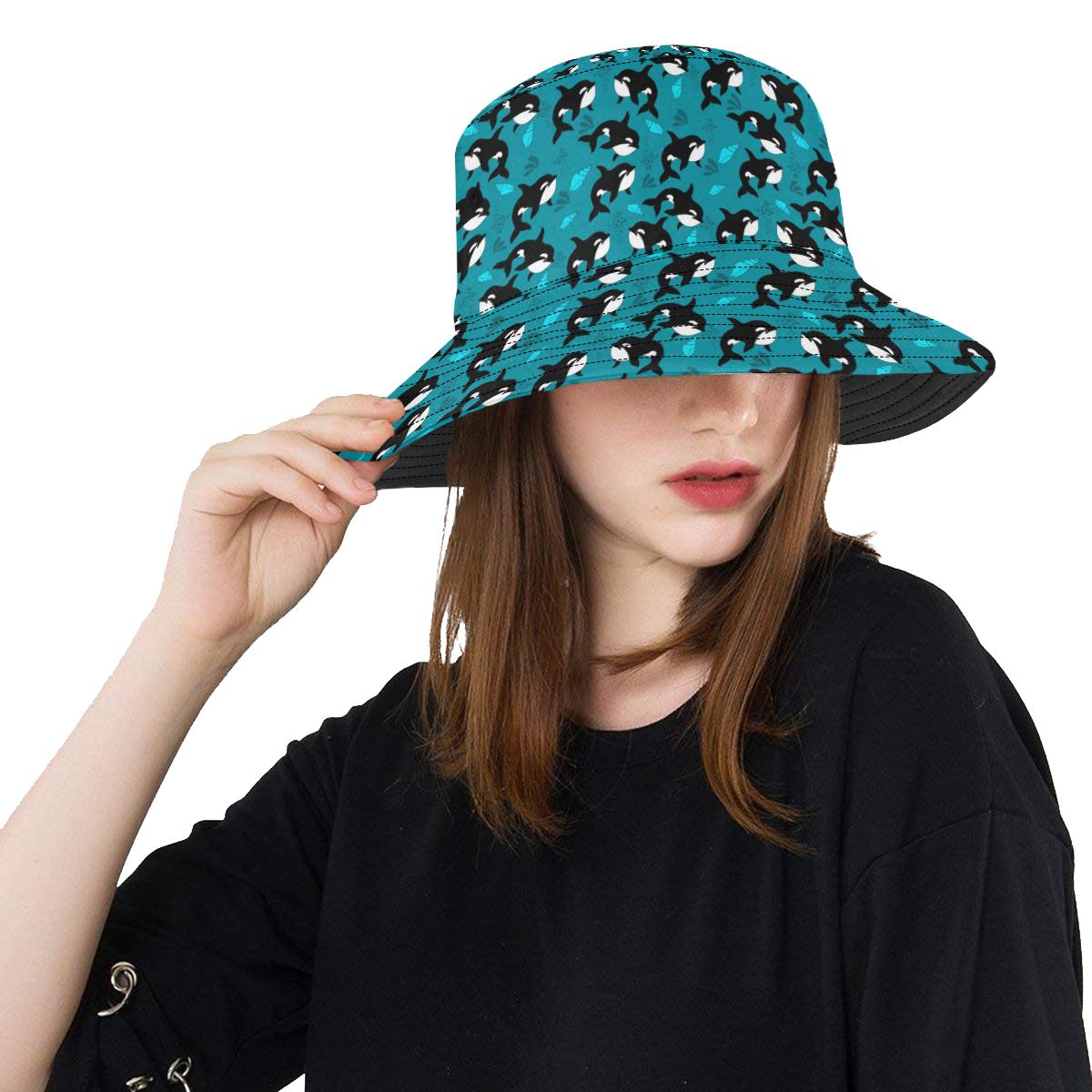 Whale Sea Design Themed Print Unisex Bucket Hat