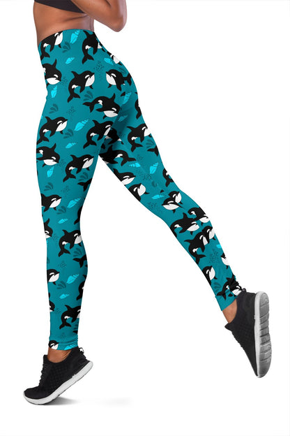 Whale Sea Design Themed Print Women Leggings