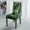 White Green Tropical Palm Leaves Dining Chair Slipcover-JTAMIGO.COM