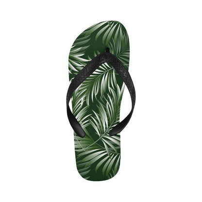 White Green Tropical Palm Leaves Flip Flops-JTAMIGO.COM