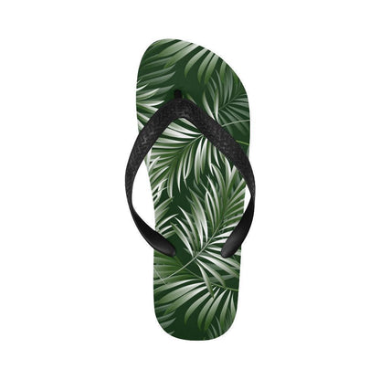 White Green Tropical Palm Leaves Flip Flops-JTAMIGO.COM