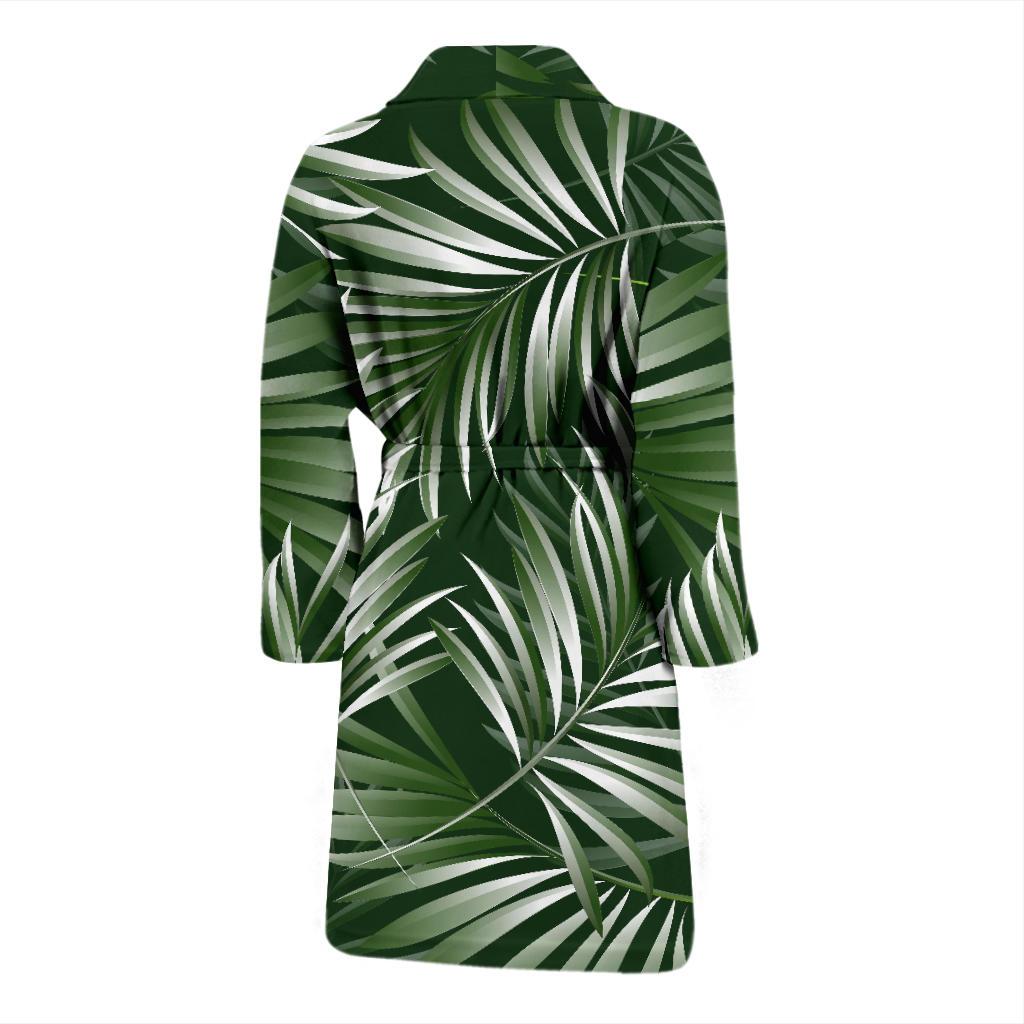 White Green Tropical Palm Leaves Men Bath Robe-JTAMIGO.COM