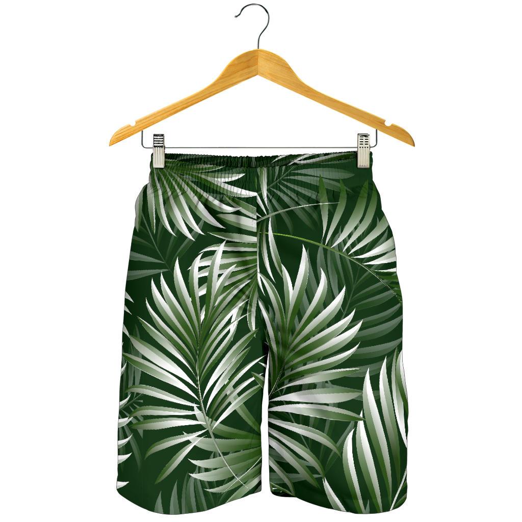 White Green Tropical Palm Leaves Mens Shorts-JTAMIGO.COM
