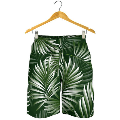 White Green Tropical Palm Leaves Mens Shorts-JTAMIGO.COM