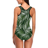 White Green Tropical Palm Leaves One Piece Swimsuit-JTAMIGO.COM