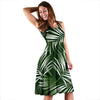 White Green Tropical Palm Leaves Sleeveless Dress