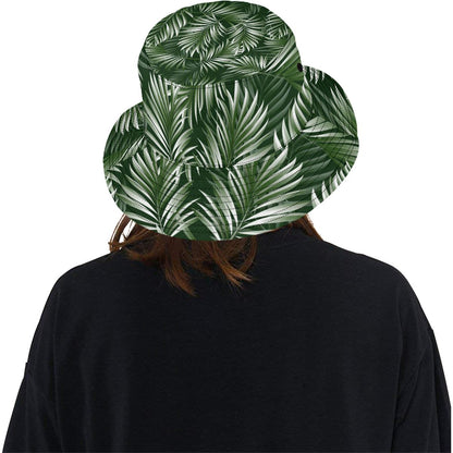 White Green Tropical Palm Leaves Unisex Bucket Hat