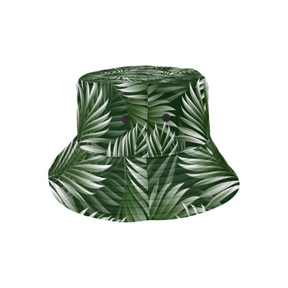 White Green Tropical Palm Leaves Unisex Bucket Hat
