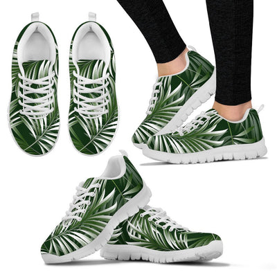 White Green Tropical Palm Leaves Women Sneakers Shoes