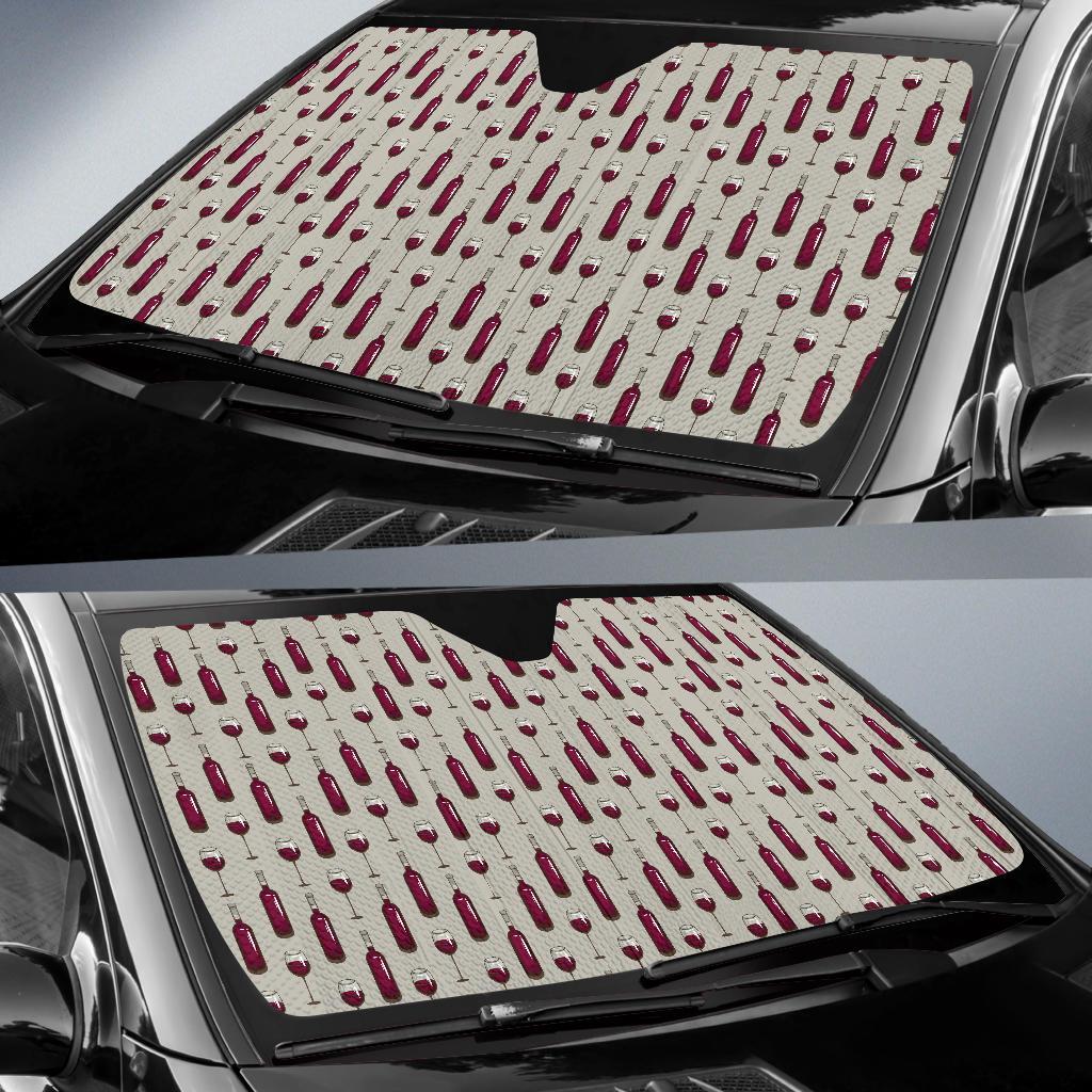 Wine Bottle Pattern Print Car Sun Shade For Windshield