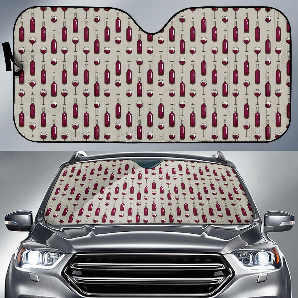 Wine Bottle Pattern Print Car Sun Shade For Windshield