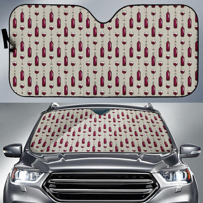 Wine Bottle Pattern Print Car Sun Shade For Windshield