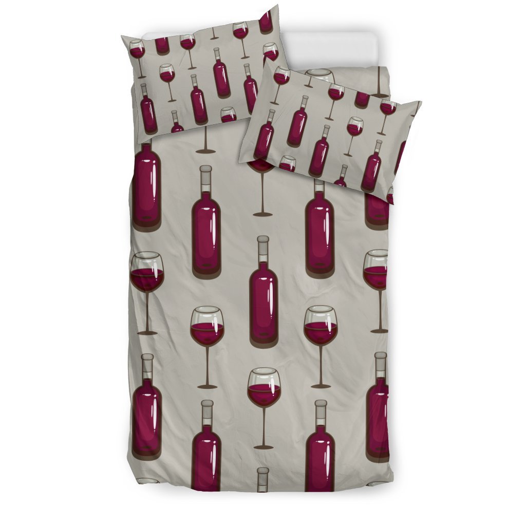 Wine Bottle Pattern Print Duvet Cover Bedding Set