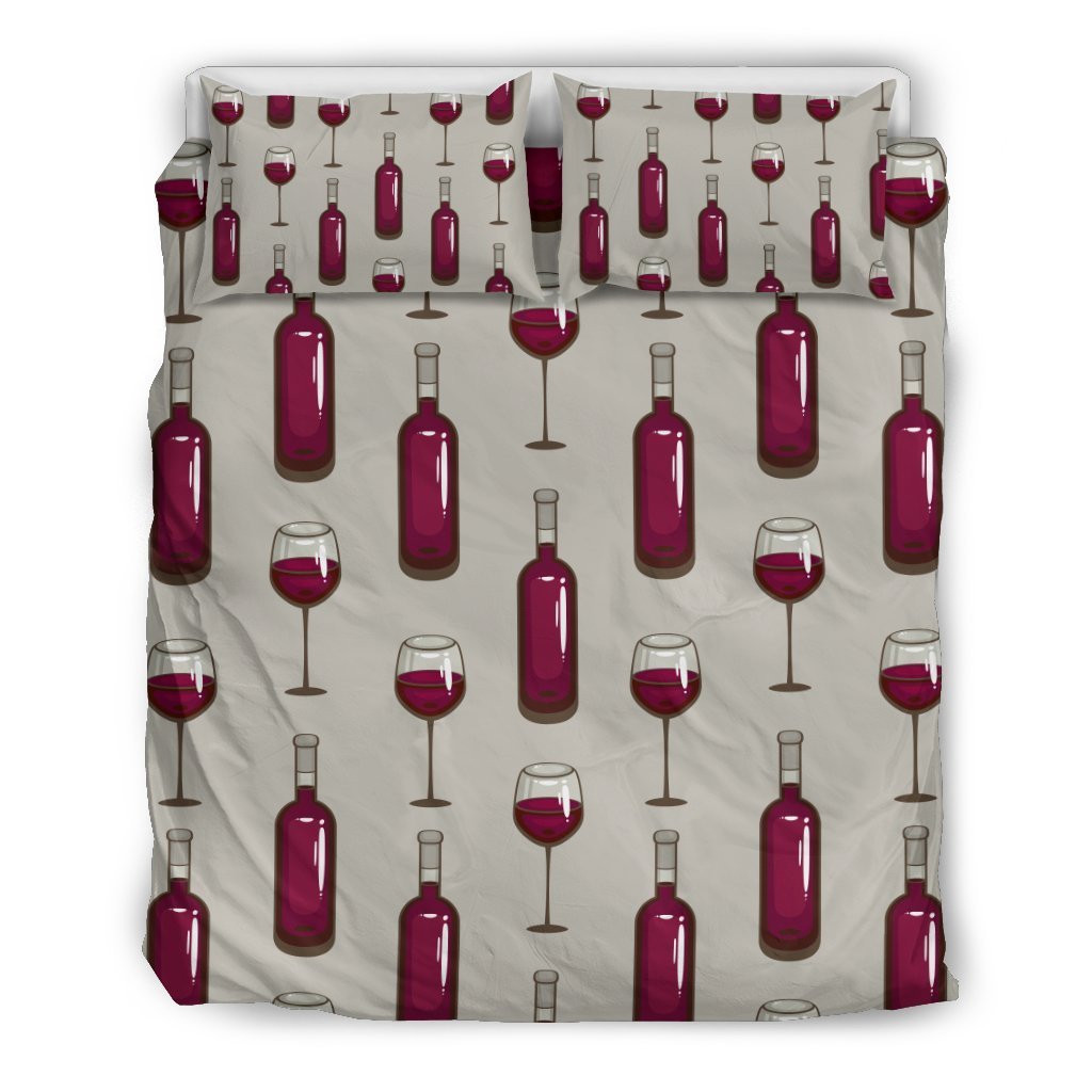 Wine Bottle Pattern Print Duvet Cover Bedding Set
