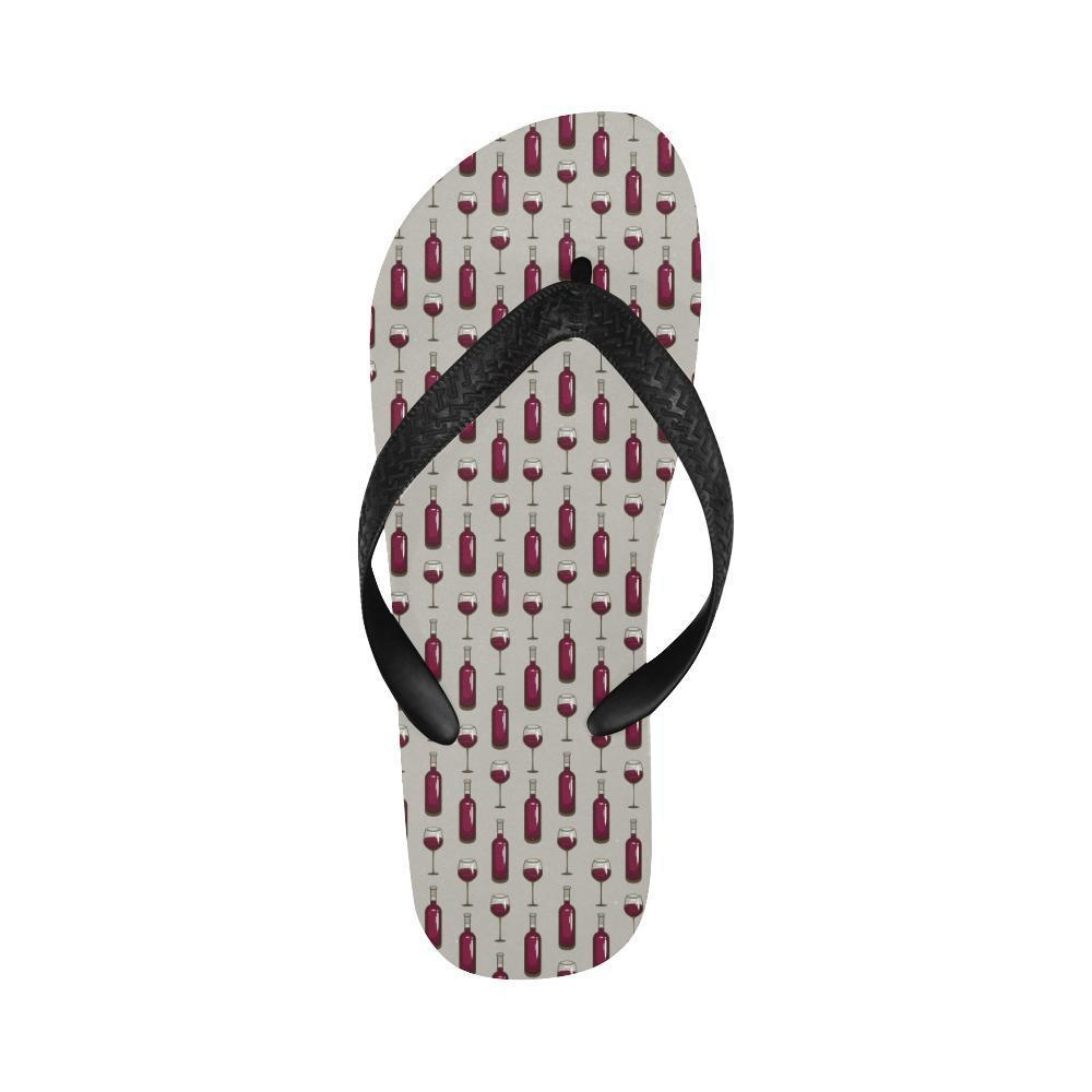 Wine Bottle Pattern Print Flip Flops-JTAMIGO.COM