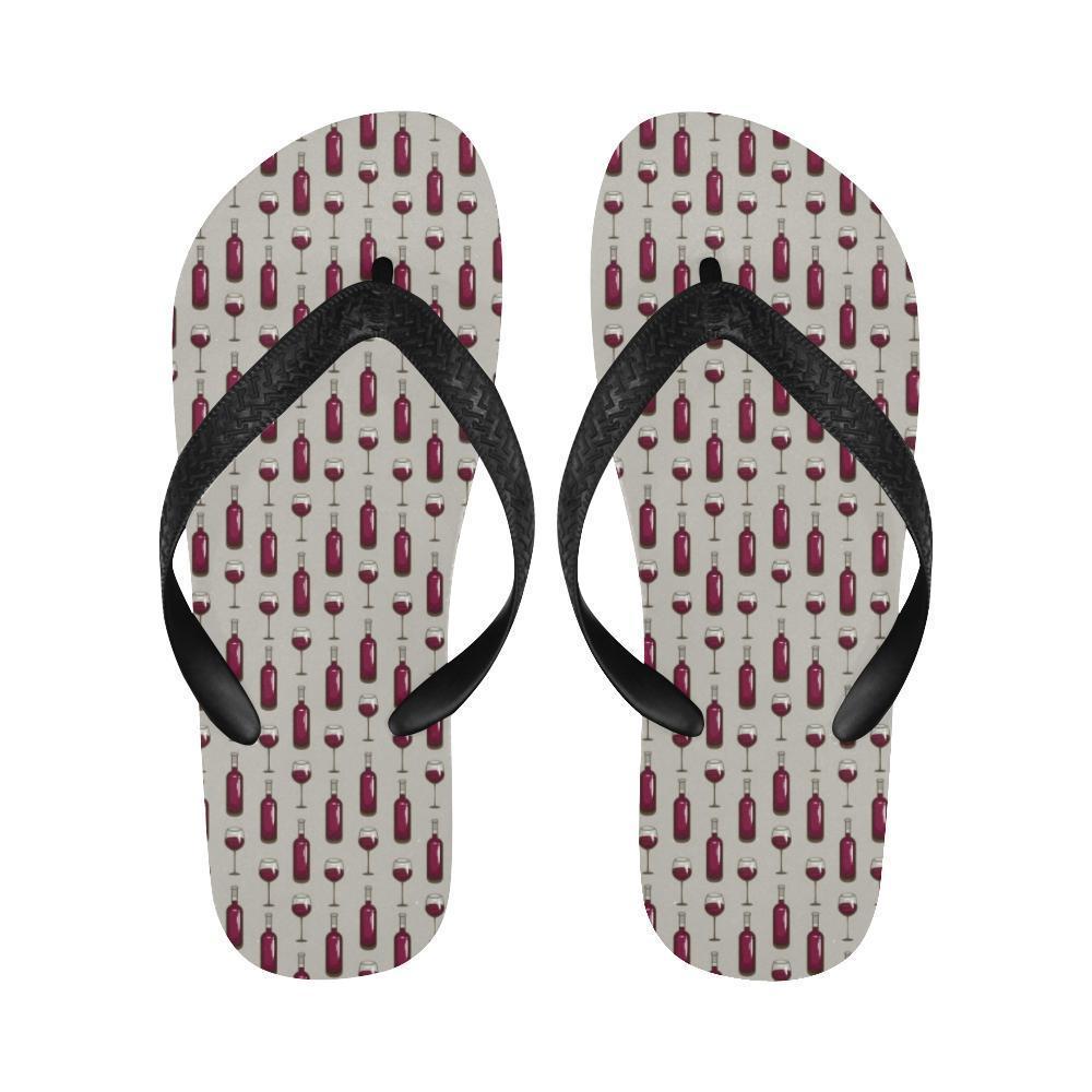 Wine Bottle Pattern Print Flip Flops-JTAMIGO.COM