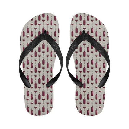 Wine Bottle Pattern Print Flip Flops-JTAMIGO.COM