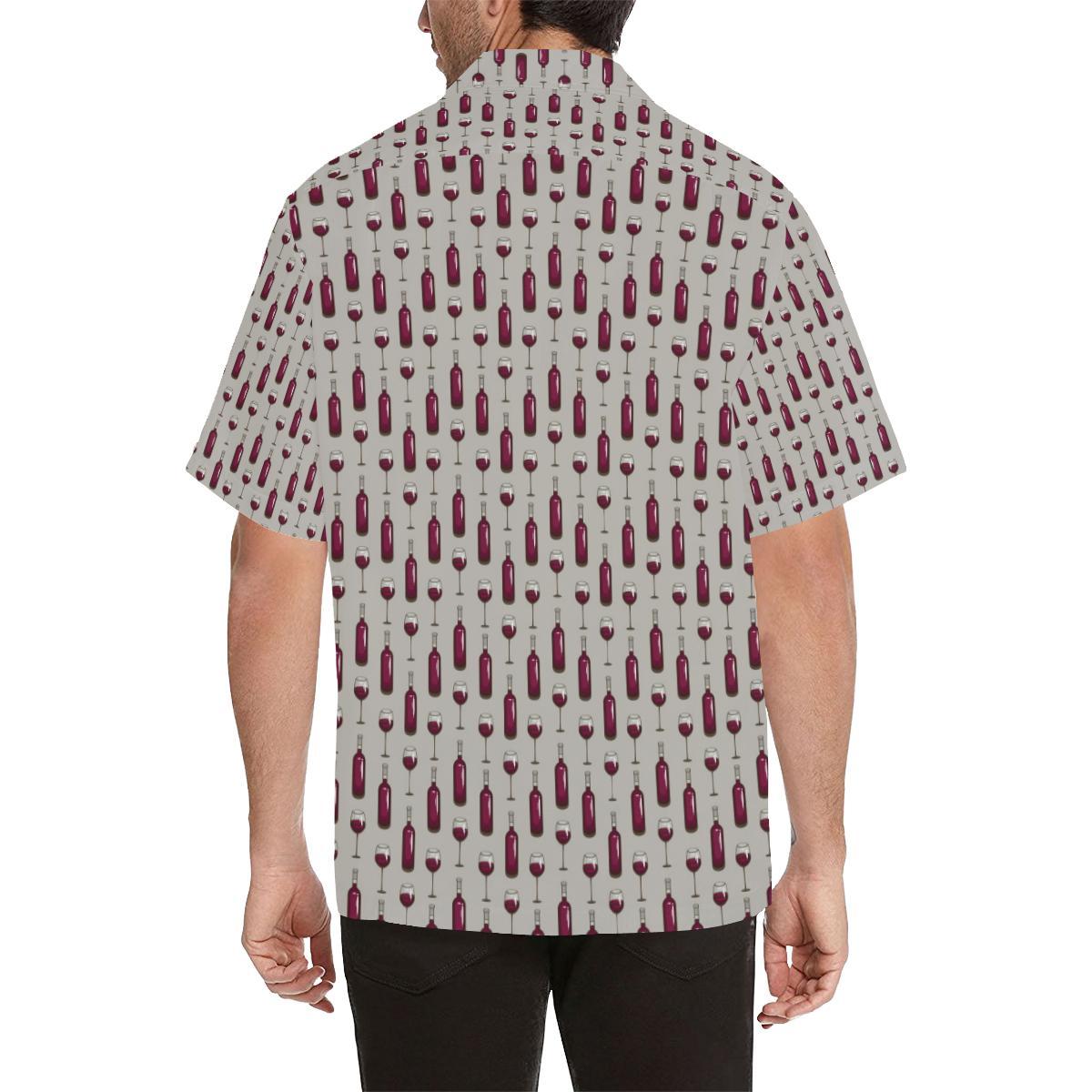 Wine Bottle Pattern Print Men Aloha Hawaiian Shirt