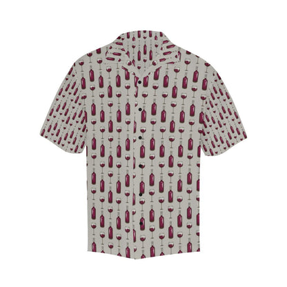 Wine Bottle Pattern Print Men Aloha Hawaiian Shirt