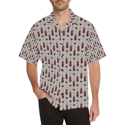 Wine Bottle Pattern Print Men Aloha Hawaiian Shirt