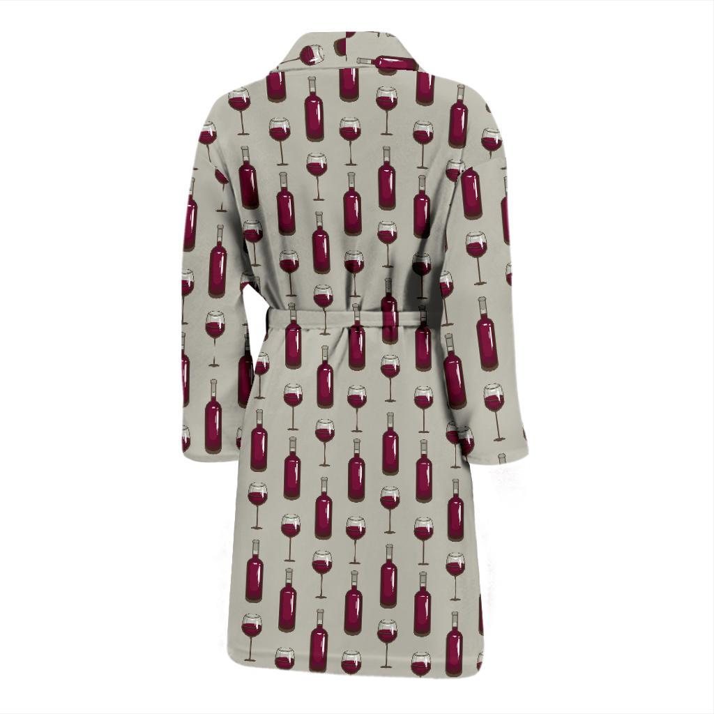 Wine Bottle Pattern Print Men Bath Robe-JTAMIGO.COM