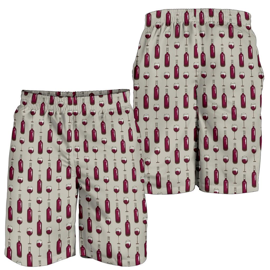 Wine Bottle Pattern Print Mens Shorts-JTAMIGO.COM