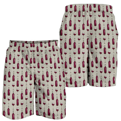Wine Bottle Pattern Print Mens Shorts-JTAMIGO.COM
