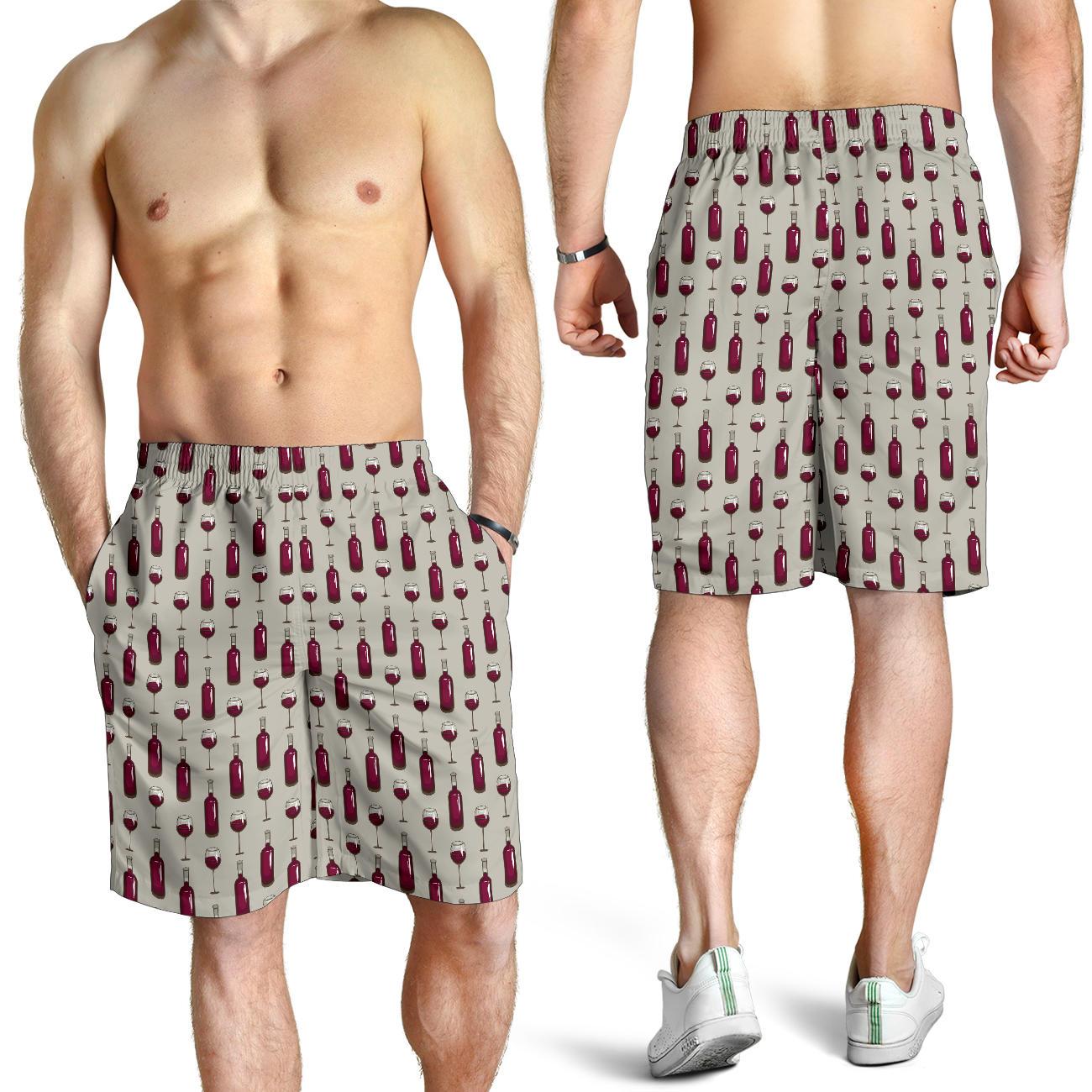 Wine Bottle Pattern Print Mens Shorts-JTAMIGO.COM