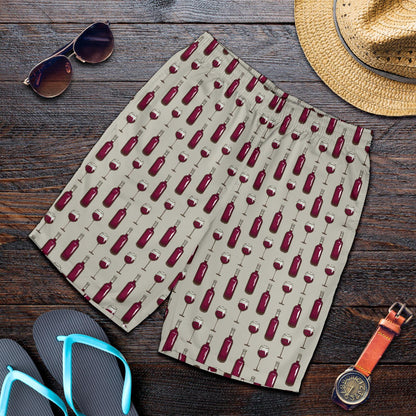Wine Bottle Pattern Print Mens Shorts-JTAMIGO.COM