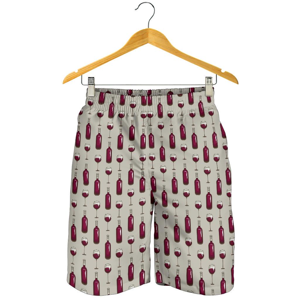Wine Bottle Pattern Print Mens Shorts-JTAMIGO.COM