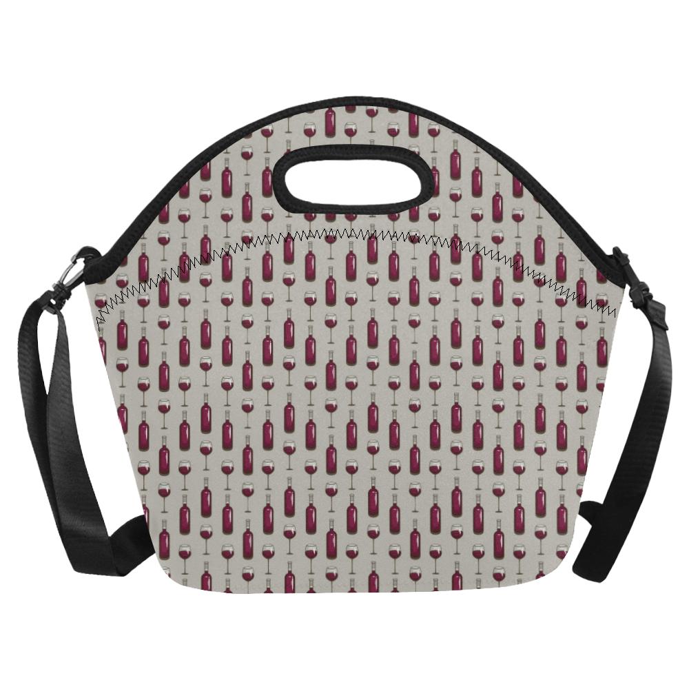 Wine Bottle Pattern Print Neoprene Lunch Bag (Model 1669)(Large)-JTAMIGO.COM