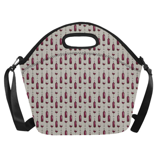 Wine Bottle Pattern Print Neoprene Lunch Bag (Model 1669)(Large)-JTAMIGO.COM