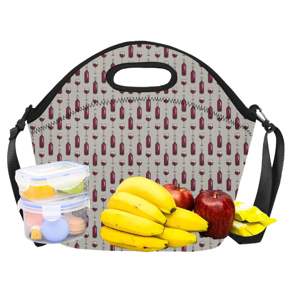 Wine Bottle Pattern Print Neoprene Lunch Bag (Model 1669)(Large)-JTAMIGO.COM
