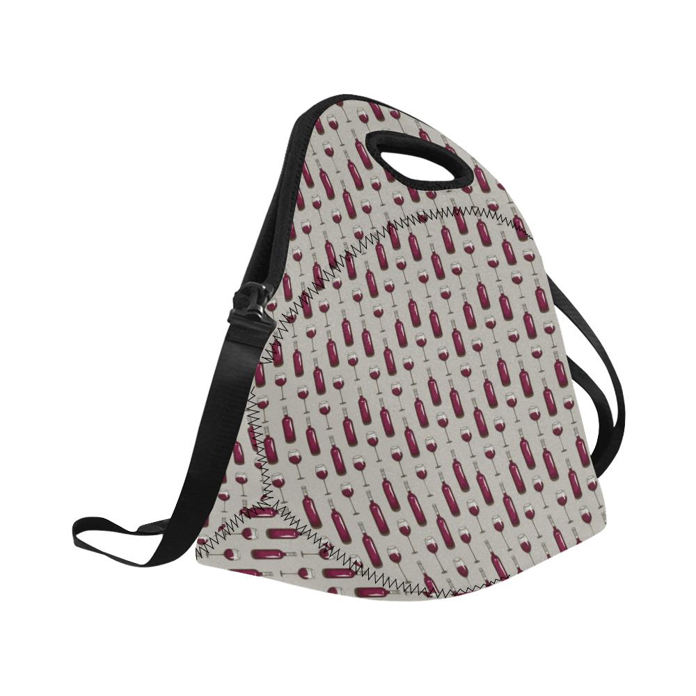 Wine Bottle Pattern Print Neoprene Lunch Bag (Model 1669)(Large)-JTAMIGO.COM