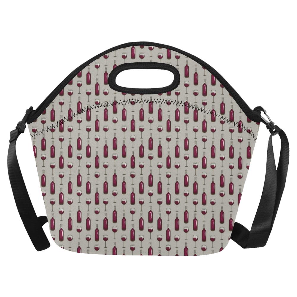 Wine Bottle Pattern Print Neoprene Lunch Bag (Model 1669)(Large)-JTAMIGO.COM
