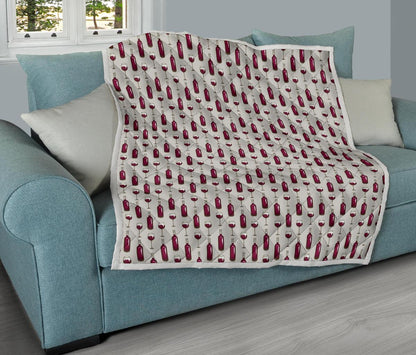 Wine Bottle Pattern Print Premium Quilt-JTAMIGO.COM