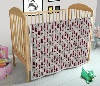 Wine Bottle Pattern Print Premium Quilt-JTAMIGO.COM